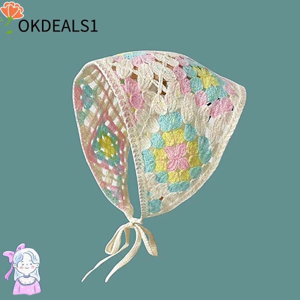 Dealshop Headscarf หมวก, ดอกไม้เล็กๆภาษาฝรั่งเศสคํา Pastoral สไตล์สามเหลี่ยมแถบคาดศีรษะ, แฟชั่น Handmade โครเชต์ถักผ้าเช็ดตัวหญิง