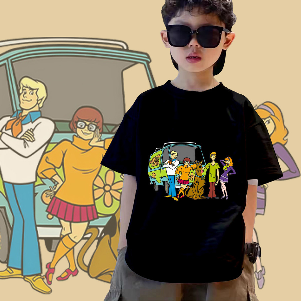 2024 เสื้อยืดเด็ก Scooby-Doo พิมพ์ลายสวยมาก ใส่ได้ทั้งชายและหญิง XN01