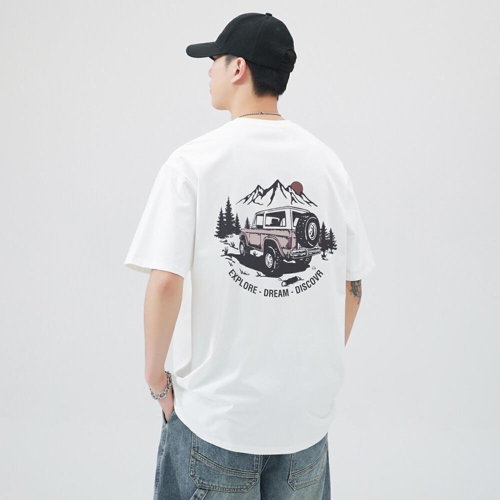 YOU-T เสื้อยืด Unisex ขนาดใหญ่เสื้อยืดพิมพ์ลาย "DISCOVERED"ผ้าฝ้าย 100% ผ้านุ่ม,สวมใส่สบายแขนสั้น,เสื้อวินเทจแฟชั่น