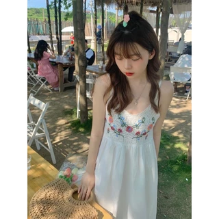 JJ Shop​💜​พร้อมส่ง ชุดเดรสถักไหมพรม น่ารักคาวาอี้ สายเดี่ยวกระโปรงยาวสไตล์โบฮีเมี่ยน "CX00767"
