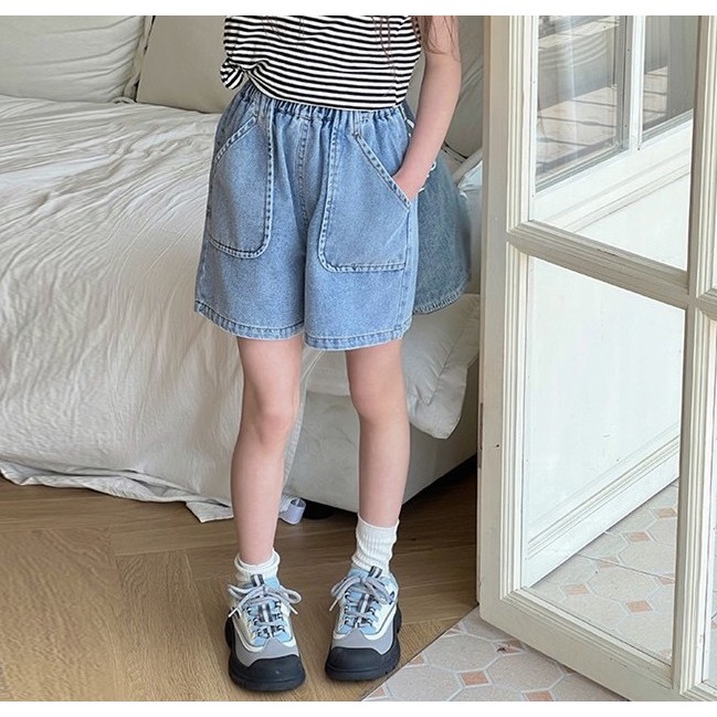 NANA CHAN - กางเกงยีนส์ขาสั้นมีกระเป๋าเฉียง [SMALL FOM UP 1 SZ] KG07 BIG SIZE 120-170 สําหรับเด็กผู้