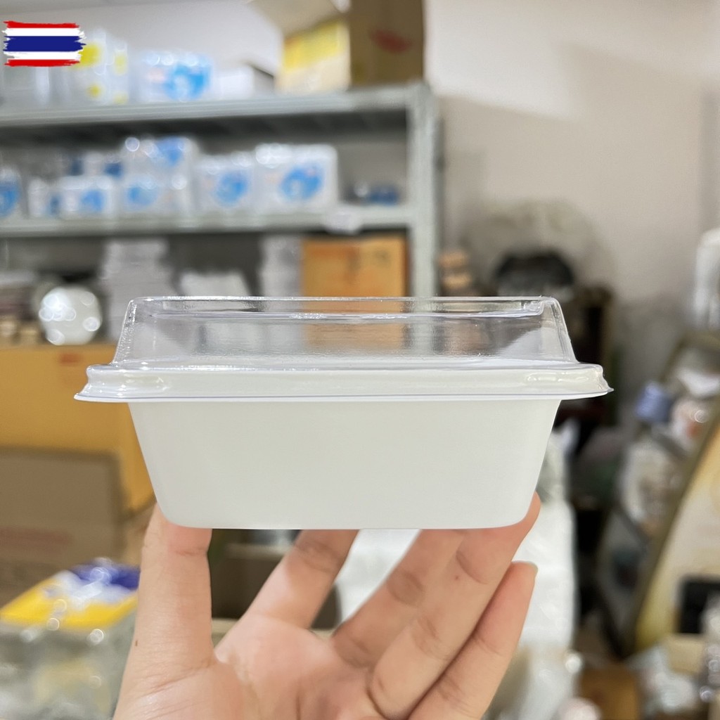 กล่อง E-47 E47 E 47 ฐานสีขาว รรจุ 100 ชุด / แพ็ค กล่องใส่ขนม กล่องใส่เเกอรี่ กล่องใส ฝาแยก ฝาล็อก