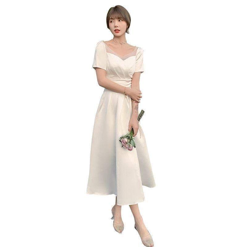 ชุดเจ้าสาวสไตล์ฝรั่งเศส ทำจากผ้าซาติน ดีไซน์สีขาวคลาสสิก เอฟซี364 - รูปที่ 3