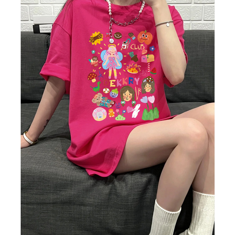 NFV เสื้อยืดแขนสั้น ลายการ์ตูนกราฟฟิตี สำหรับผู้หญิง แฟชั่นฤดูร้อน ขนาดใหญ่หลวม cotton100% YG760