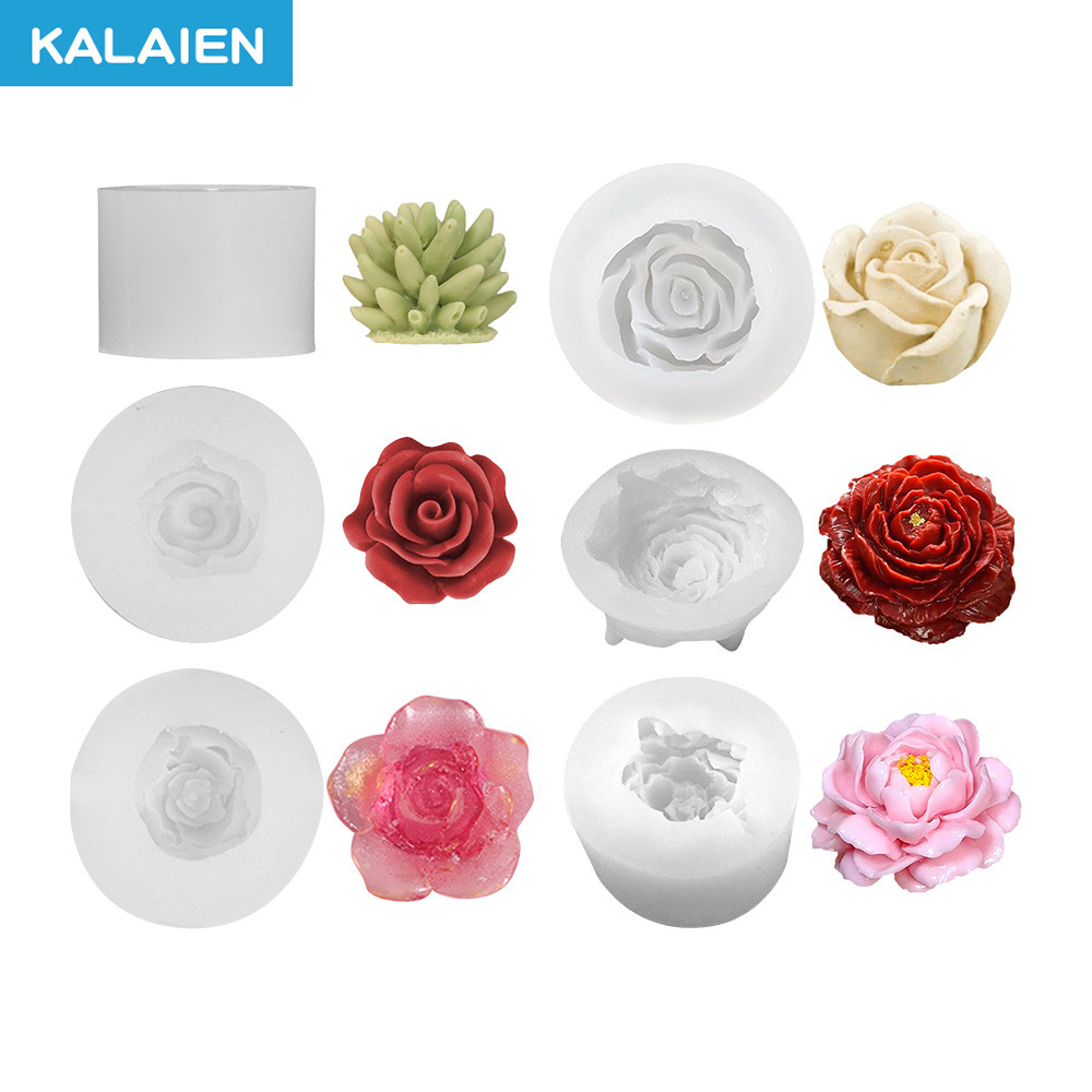 คัลเลน 7 แบบ รูปดอกไม้ สบู่ซิลิโคน แม่พิมพ์ฟองดอง ดอกกุหลาบ ดอกพีโอนี ดอกมะลิ แม่พิมพ์ DIY งานฝีมือจากน้ำตาล ดินโพลิเมอร์ การปั้นแป้ง