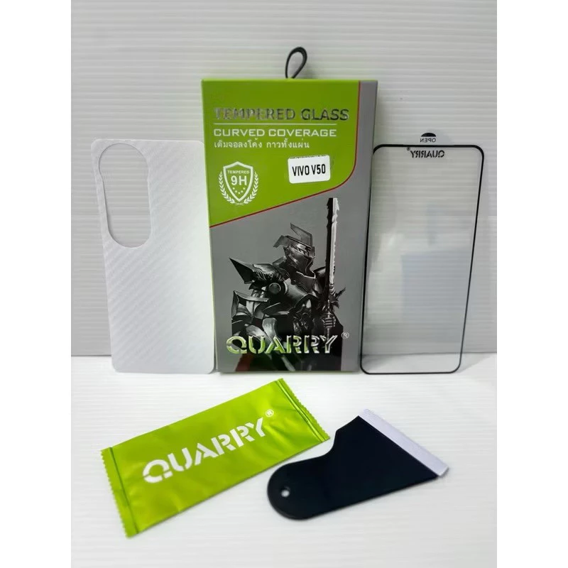ฟิล์มกระจกนิรภัย เต็มจอลงโค้ง กาวทั้งแผ่น Quarry สำหรับ Vivo V60/V50/V40Pro/V29/V30Pro/V40/V30/V30E/V27/V27PRO/V25PRO