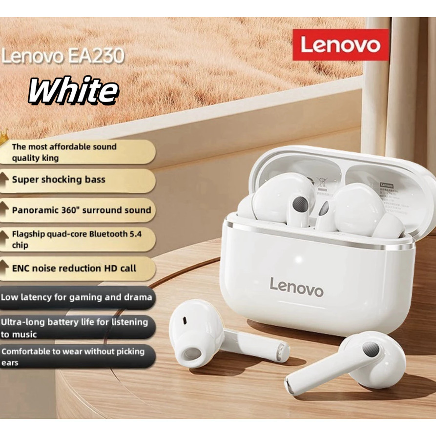 Lenovo EA230 หูฟังไร้สายบลูทูธ TWS หูฟังขนาดเล็กบลูทูธ 5.4 ระบบควบคุมแบบสัมผัสอายุการใช้งานแบตเตอรี่ยาวนานหูฟังเสียง HD