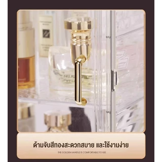 Nearra ตู้จัดเก็บสเปรย์น้ำหอม แผ่นวางของป้องฝุ่นอาแครลิกใส่ แบบบนโต๊ะสำนักแต่งหน้า กล่องจัดเครื่องสำอาง