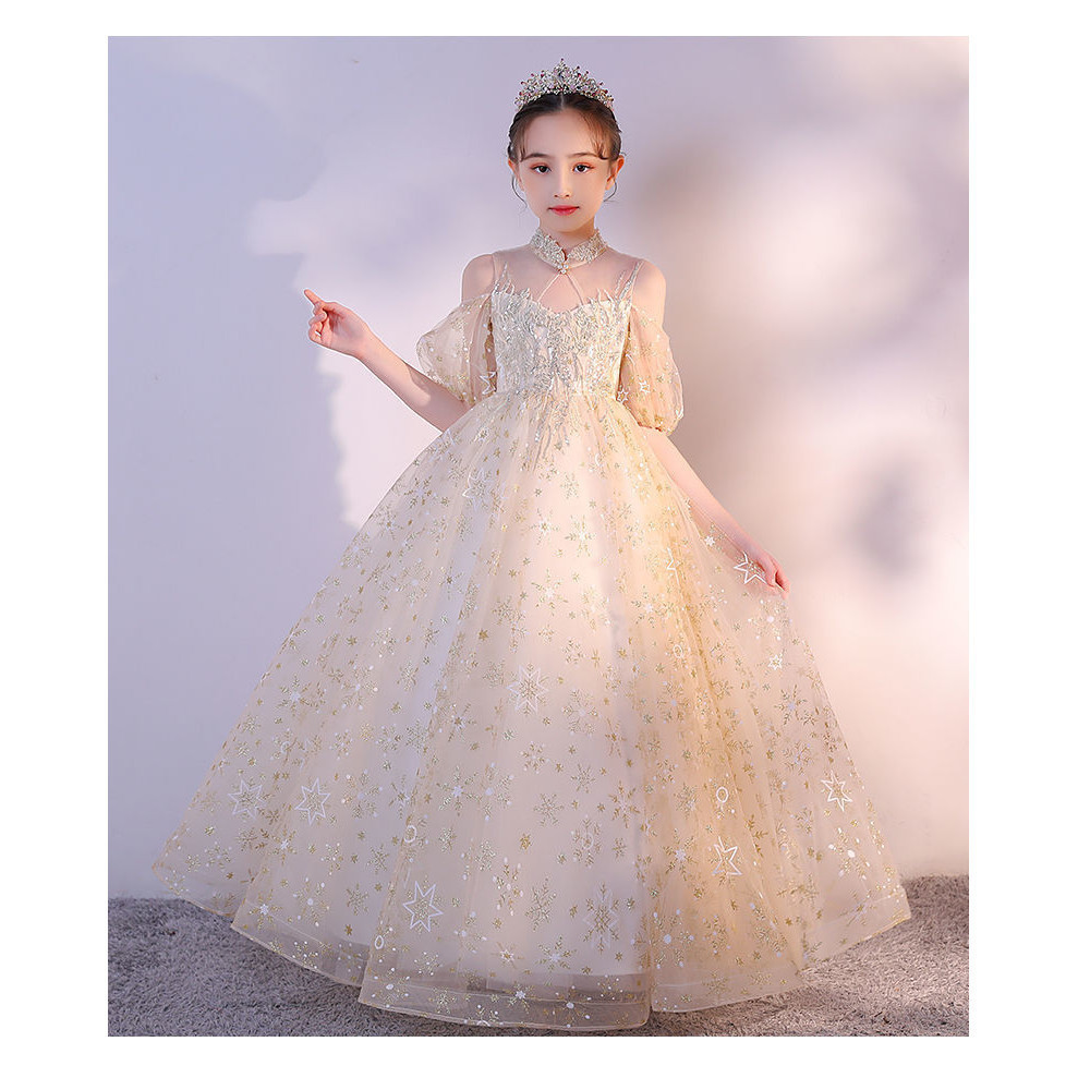 ชุดราตรีเด็กระดับไฮเอนด์ ออกแบบตามสไตล์ต่างประเทศ พิมพ์ลายดอกไม้ เหมาะสำหรับการแสดงบนรันเวย์ ทีเอส07