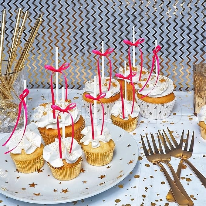 10 ชิ้นขนาดใหญ่บัลเล่ต์โบว์ Cupcake Toppers วันเกิด Bowknot ริบบิ้นตกแต่งเจ้าสาวเค้กขนมหวาน Picks งานแต่งงาน Party Supplies - รูปที่ 4