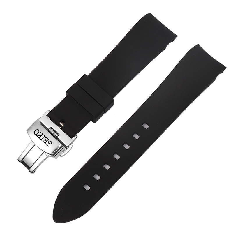 18/19/20/21/22 มม. สายนาฬิกาซิลิโคนโค้งสําหรับ Seiko 5 & Prospex Diver - Sporty & Durable Replacement Strap for Men - Perfect Fit for Green & Black Watches