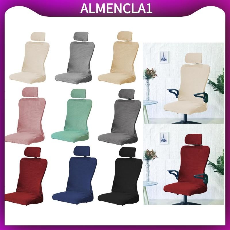 [Almencla1] ผ้าคลุมเก้าอี้สํานักงาน พร้อมพนักพิงศีรษะ ซักล้างได้ สําหรับห้องรับประทานอาหาร เล่นเกม