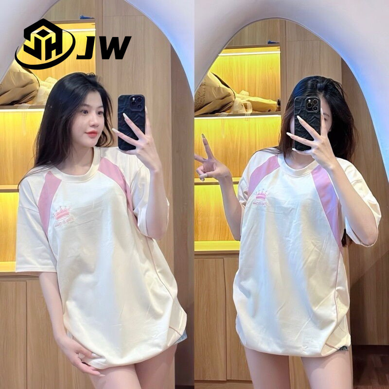 2025 เสื้อยืดแขนสั้นพิมพ์ลายสไตล์เกาหลีสำหรับผู้หญิง ขายดี แฟชั่น สบาย หวาน