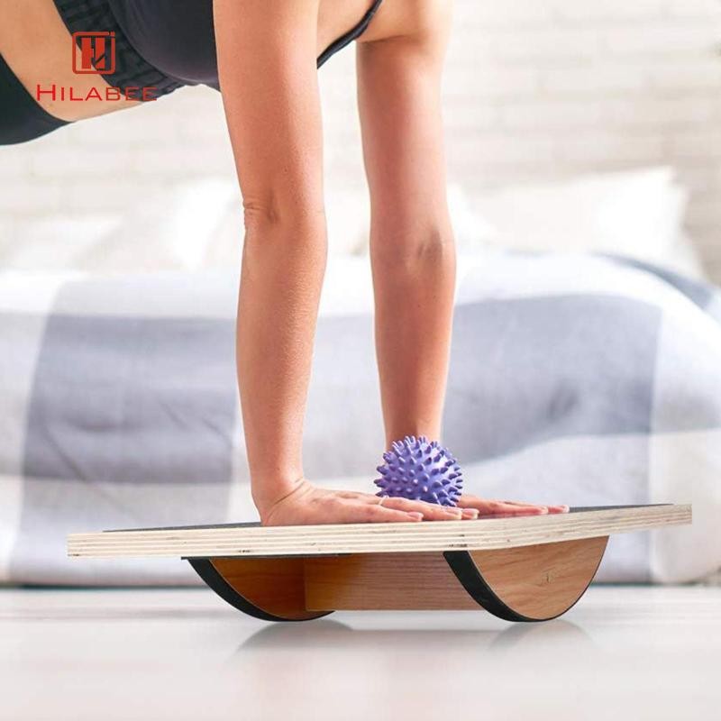 Hilabee ไม้ Balance Board น่อง Stretcher Home Gym ของขวัญวันหยุดออกกําลังกายสําหรับใต้โต๊ะ Rocker Stability การฝึกอบรม Wobble Board