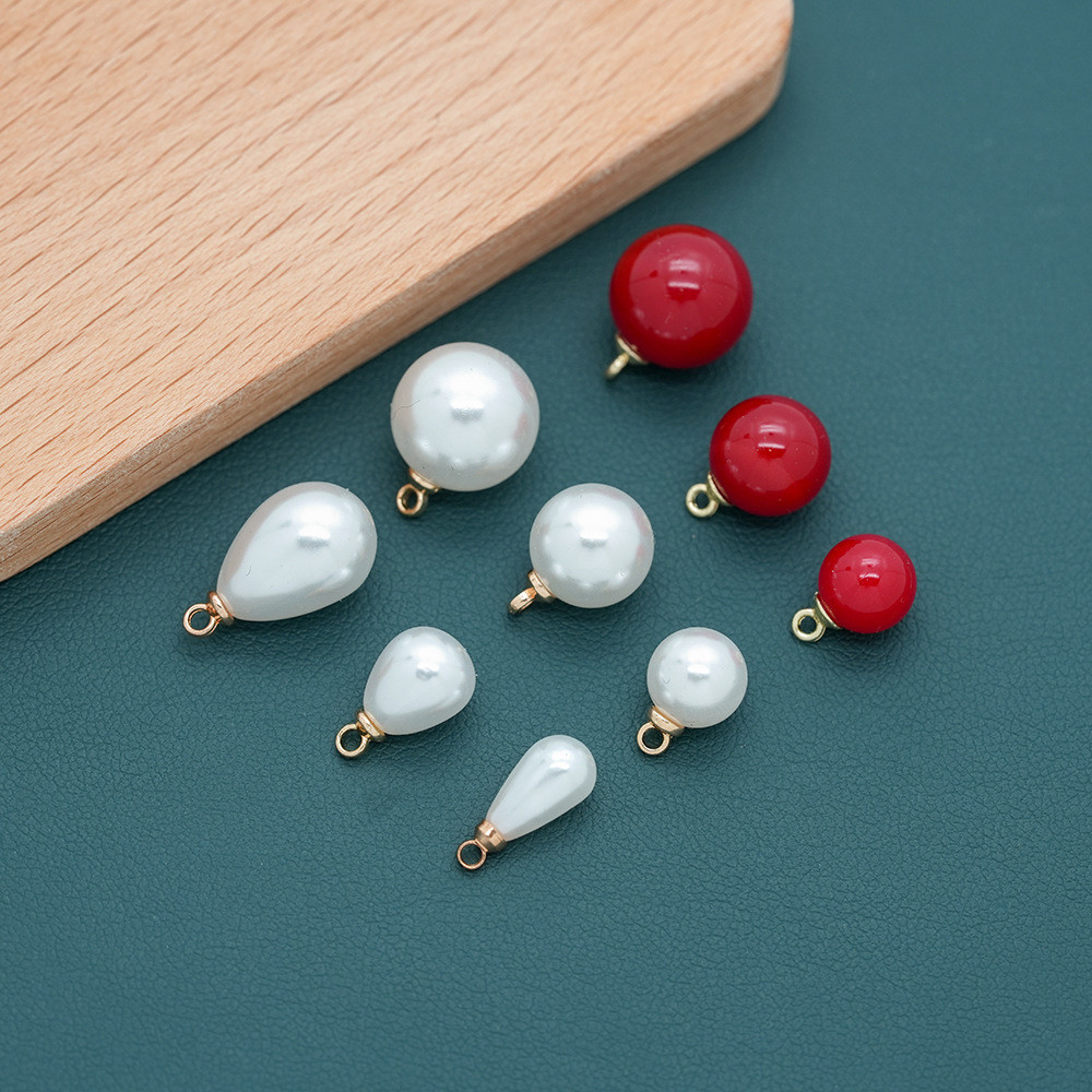 50 ชิ้น จี้ไข่มุกทรงหยดน้ำกลม อุปกรณ์เครื่องประดับ DIY ขายส่ง