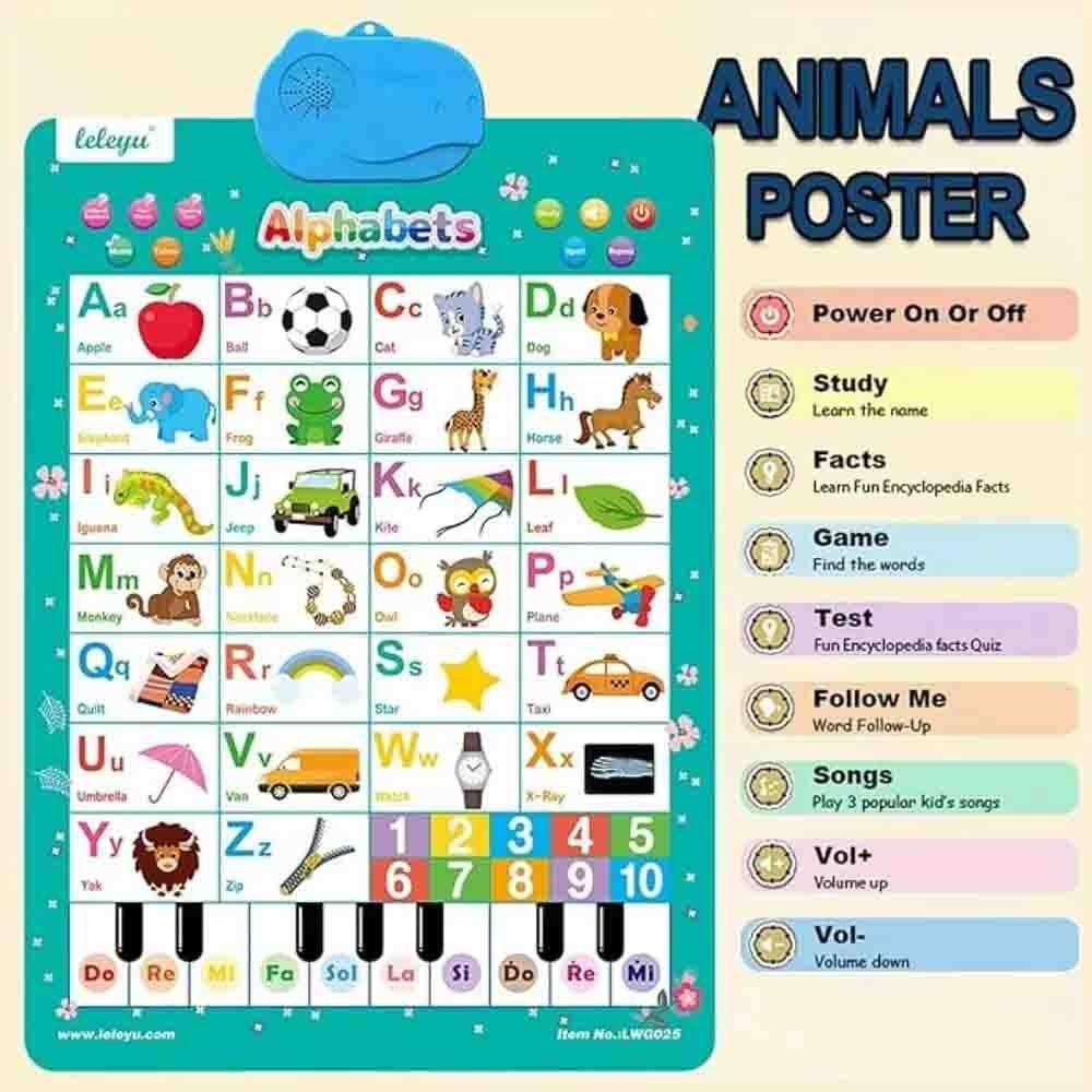 English Educational Chart Sound ABC Chart for Wall Alphabet Numbers Educational Toys for Kids
