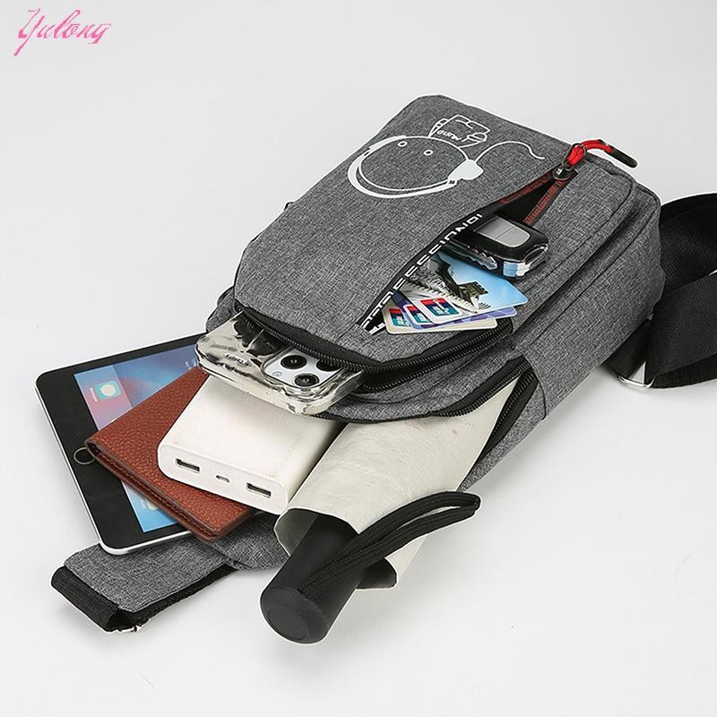 [Yulong] With Night Light MensChest Bag Casual Fashion Shoulder Crossbody Bag Outdoor Small Backpack TH