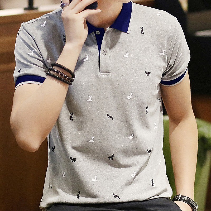 ✨2025 baju Polo lelaki baju lengan pendek [ 59k คนที่ชื่นชอบ] เสื้อยืดแขนสั้นพิมพ์ลายผู้ชายผู้ชายฤดู