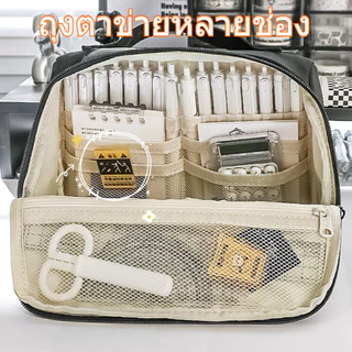กระเป๋าใส่ปากกาสิ่งทอความจุสูงหลายชั้นแบ่งสไตล์ญี่ปุ่นที่เรียบง่ายสำหรับนักเรียนเครื่องเขียน