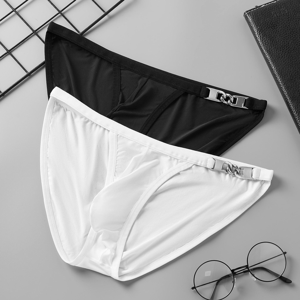 Gtopx MAN ผู้ชายปุ่มโลหะกางเกงบาง U นูนต่ําเอว Breathable ชุดชั้นใน