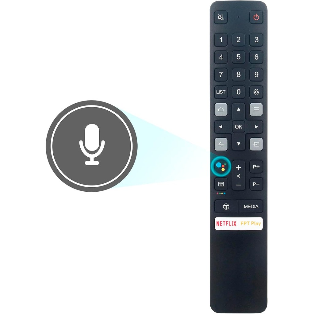 RC901V FMR7 เปลี่ยนเสียงรีโมทคอนโทรลเหมาะสําหรับ TCL Android 4K สมาร์ททีวีพร้อม Netflix FPT เล่นปุ่ม