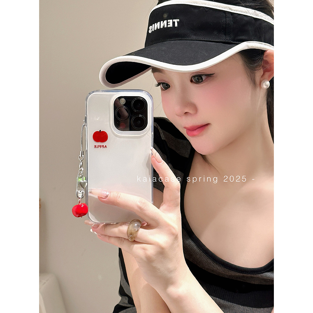 Huiwanju niche red apple ภาพวาดเรียบง่ายสําหรับ iPhone16promax เคสโทรศัพท์มือถือ ip13 ใหม่ 15 ผู้หญิ