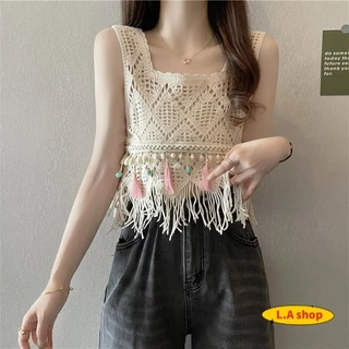 L.A Shop★สไตล์ใหม่★ เสื้อถักไหมพรม คาวาอี้น่ารัก สไตล์โบฮีเมี่ยน ปลายปล่อย สีพาสเทลคาวาอี้ "CX00827"