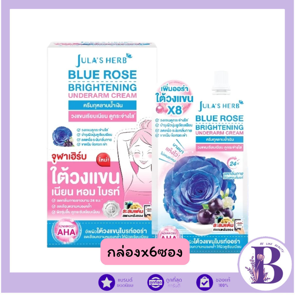 🔥แท้/ดีลสุดคุ้ม/ไลฟ์ทุกวัน🔥(กล่องx6ซอง) จุฬาเฮิร์บ บลูโรสไบรท์เทนนิ่ง อันเดอร์อาร์มครีม ผลิตภัณฑ์บำรุงใต้วงแขน 10 g