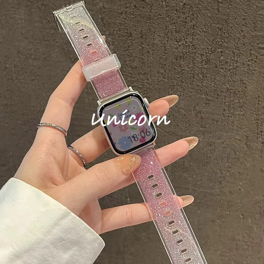 ซิลิโคนglitterสร้อยข้อมือสําหรับappleนาฬิกา 10 42 มม.46 มม.9 8 7 6 5 4 3 2 SE 44 มม.40 มม.42 มม.38 มม.สําหรับIWatch 41 มม.45 มม.Ultra 49 มม.นาฬิกาสมาร์ทCorrea