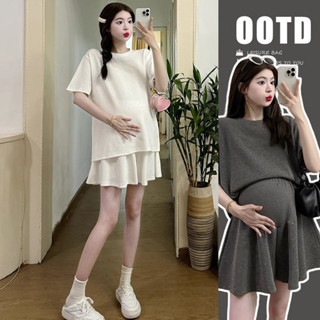 🍑✨ชุดคลุมท้อง ชุด2ชิ้นสำหรับหญิงตั้งครรภ์ เสื้อ+กางเกงขาสั้น…