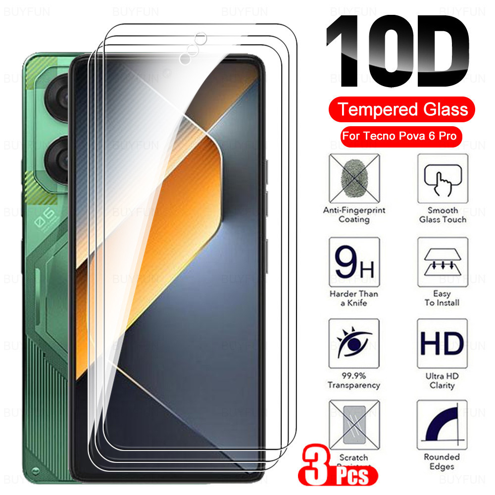 ฟิล์มกระจกนิรภัยกันรอยหน้าจอ แบบใส HD สําหรับ Tecno Pova 6 Pro 5G 6Pro Pova6 Pova6pro 2024 1-3 ชิ้น