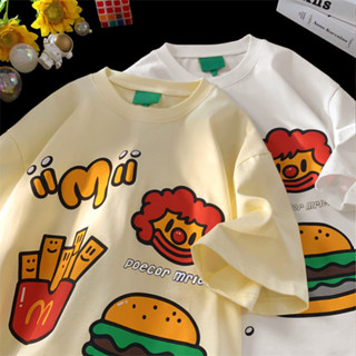 Polyesterเวอร์ชั่นเกาหลีหลวมน่ารักการ์ตูนพิมพ์คู่ฤดูร้อนแขนส…