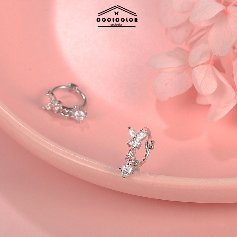 ในไทย💖ต่างหูห่วงเงินS925ผีเสื้อฝังเพชรหรูหราคนแพ้ง่ายใส่ได้การออกแบบที่ดีเครื่องประดับแฟชั่น สําหรับผู้หญิง.COD - รูปที่ 6