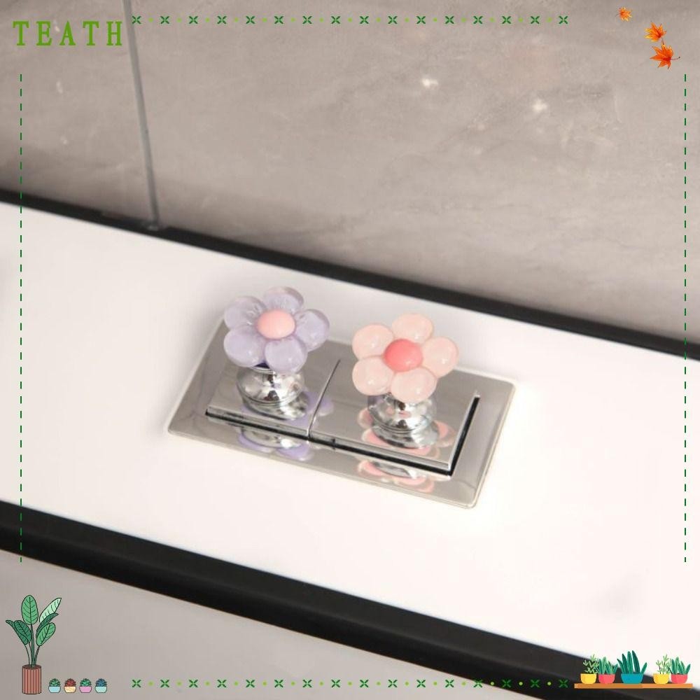 Teath ปุ่มกดชักโครกเรซิ่น รูปดอกไม้ ประหยัดแรงงาน สําหรับห้องน้ํา