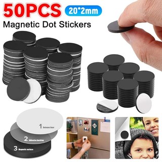 สติกเกอร์แม่เหล็ก ทรงกลม 50 ชิ้น - แผ่นแม่เหล็กยางนุ่ม - มีกาวในตัว, ยืดหยุ่น, หนาขึ้น - สําหรับตู้เย็น สํานักงาน DIY โครงการ - แม่เหล็กอเนกประสงค์