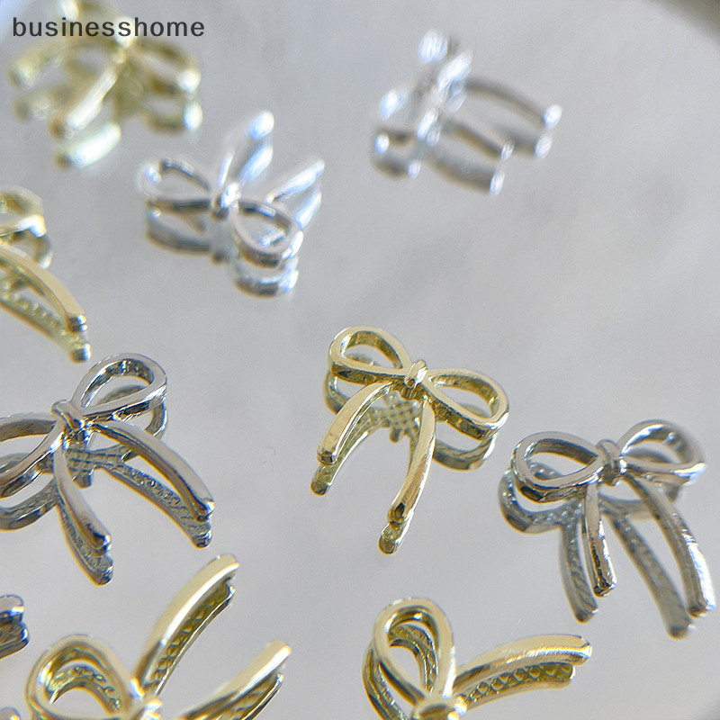 Bsth ริบบิ้นโบว์ 3D สีเงิน สีทอง สําหรับตกแต่งเล็บ DIY 10 ชิ้น