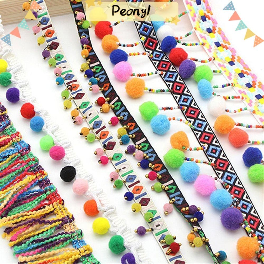Pdony พู่ผ้าลูกไม้ ปอมปอม แฮนด์เมด สไตล์โบฮีเมียน DIY สําหรับตกแต่งเสื้อผ้า 1 หลา