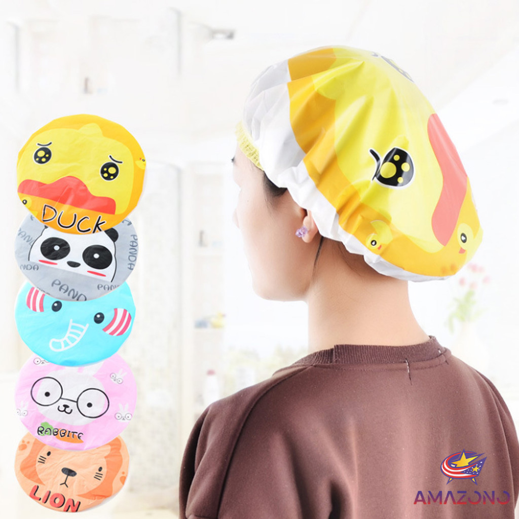 Amaz หมวกคลุมผมอาบน้ำ กันน้ำ ลายการ์ตูนน่ารัก Shower Cap Kids