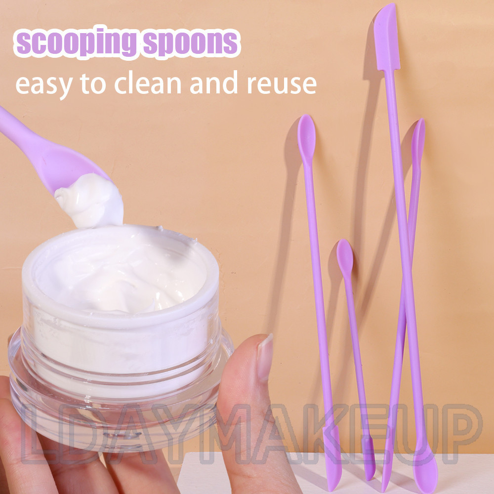 Double Head Soft Facial Mask Scoop ยาวซิลิโคน Foundation Face Cream Scraper Applicator