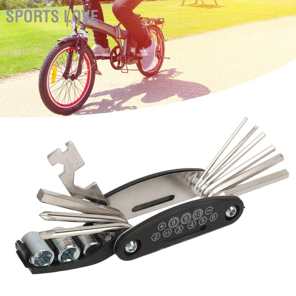 Sports Love จักรยาน Multitool เหล็กหลายข้อกำหนดพับจักรยานมัลติฟังก์ชั่ประแจชุดสำหรับจักรยานไฟฟ้าสกู๊ตเตอร์ซ่อมบำรุงรักษา