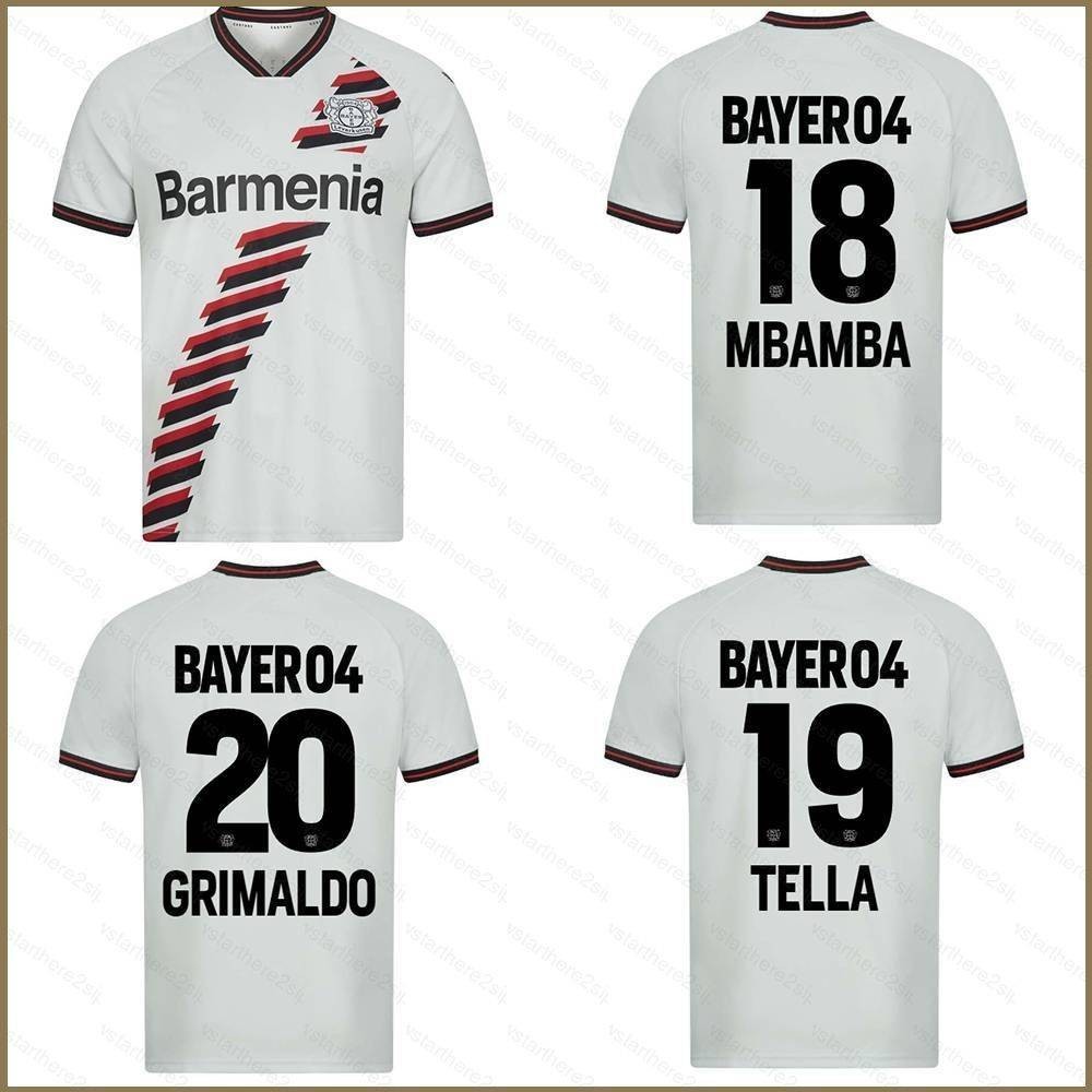 Qy 2023-2024 Bundesliga Bayer 04 Leverkusen Mbamba Tella Grimaldo เสื้อยืด พลัสไซซ์ สําหรับเด็ก และผู้ใหญ่