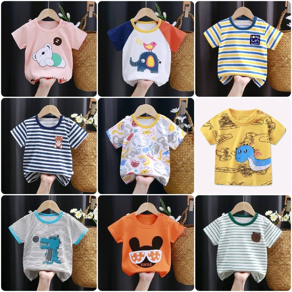 เสื้อยืดแขนสั้น พิมพ์ลายการ์ตูนน่ารัก แฟชั่นฤดูร้อน สําหรับเด็กผู้ชาย
