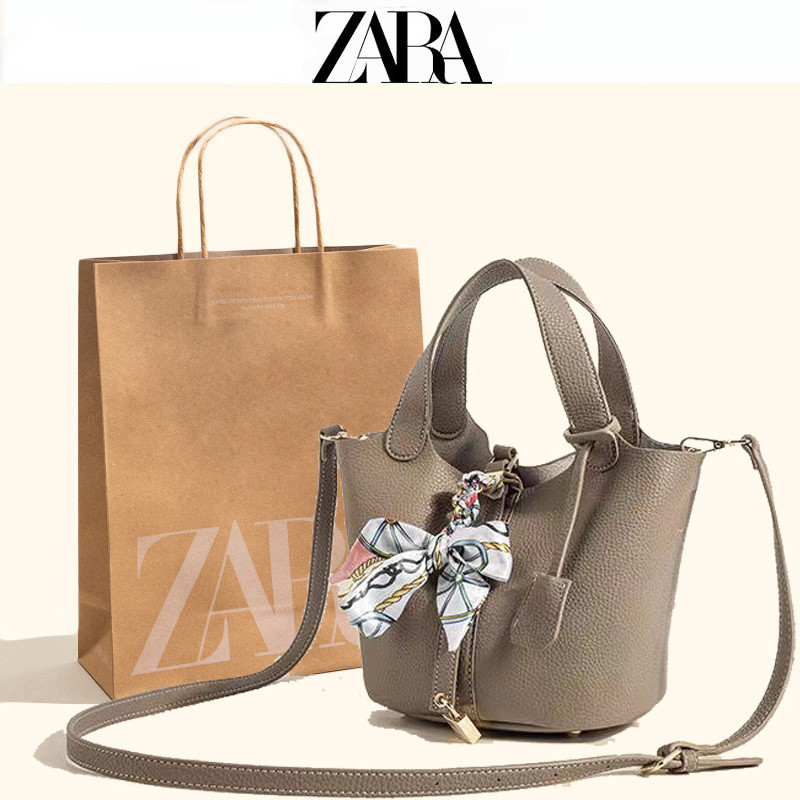Zara กระเป ๋ าตะกร ้ าสตรีกระเป ๋ าถือใหม ่ 2024 กระเป ๋ าถังน ้ ําคุณภาพสูงกระเป ๋ า Autumn/Winter กระเป ๋ าถือกระเป ๋ าสะพายข ้ าง