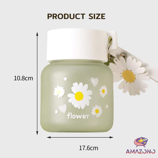 Amaz แก้วน้ําแฟชั่น ลายดอกเดซี่น่ารัก 300ml ขนาดเล็ก แบบพกพา ทนต่ออุณหภูมิสูง Portable cup