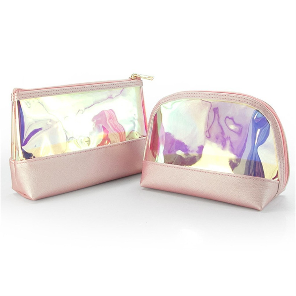 (gq999.th)Envelope Bag Travel Laser Makeup Bag Waterproof Semi Transparent Bag