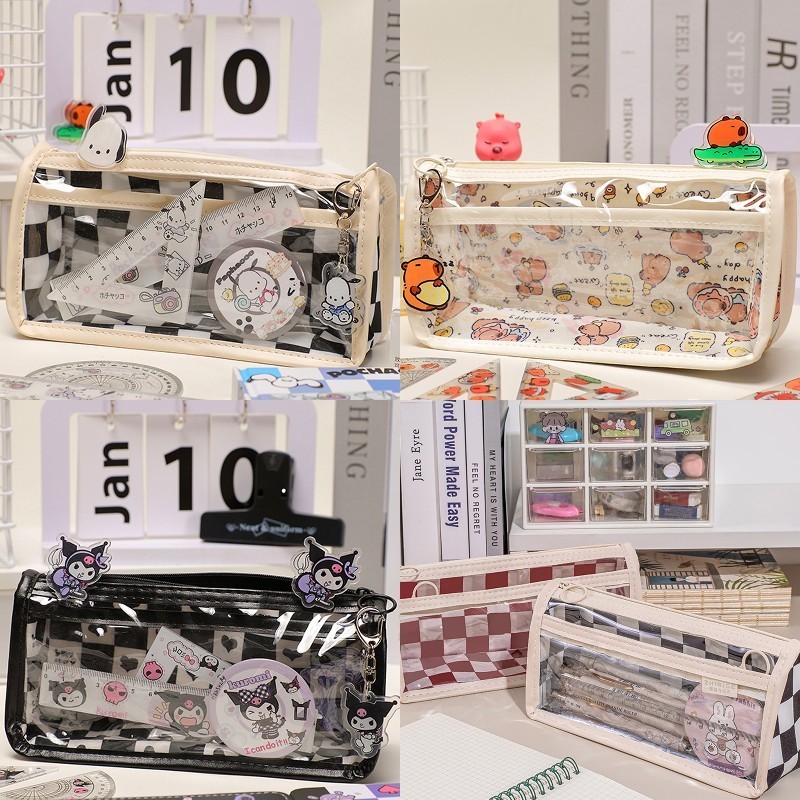 Minimalist โปร ่ งใสขนาดใหญ ่ ความจุดินสอนักเรียนมัลติฟังก ์ ชั ่ สามเหลี ่ ยมกระเป ๋ าดินสอแบบพกพากันน ้ ําเครื ่ องเขียน Storage