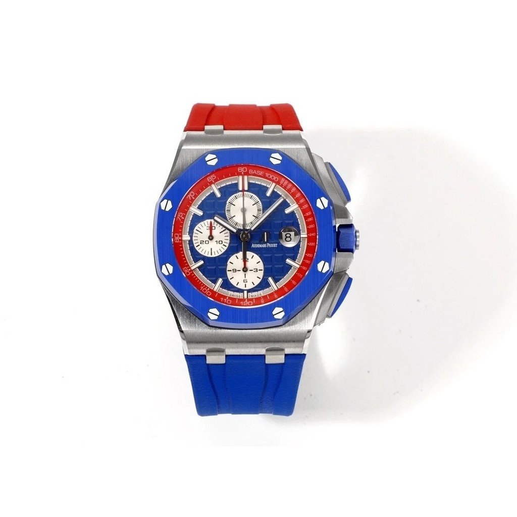Jjf โรงงาน Aibi นาฬิกา Royal Oak Offshore ประเภท 26400SO เซรามิคที ่ มีสีสันแหวนสีสายยางอัตโนมัตินาฬิกาผู ้ ชาย 44 มม .
