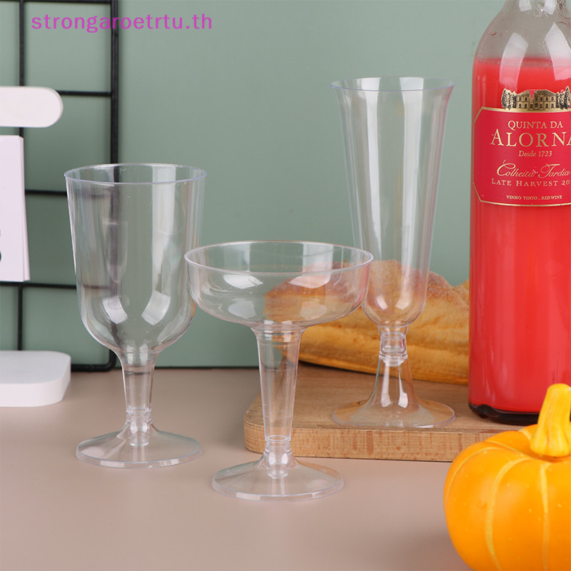 Strongaroetrtu 10 ชิ ้ นพลาสติกใสแชมเปญค ็ อกเทลบาร ์ ถ ้ วย Toasg แว ่ นตา Drinkware สําหรับวันเกิดงานแต ่ งงานครบรอบเทศกาล TH