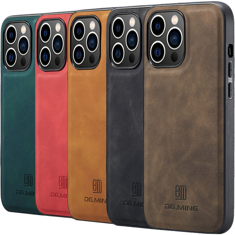 ดีจี Ming เหมาะสําหรับ iPhone15 14 13 12 11 Pro max xsmax 8plus 7 xr PU เคสหนังแม ่ เหล ็ ก