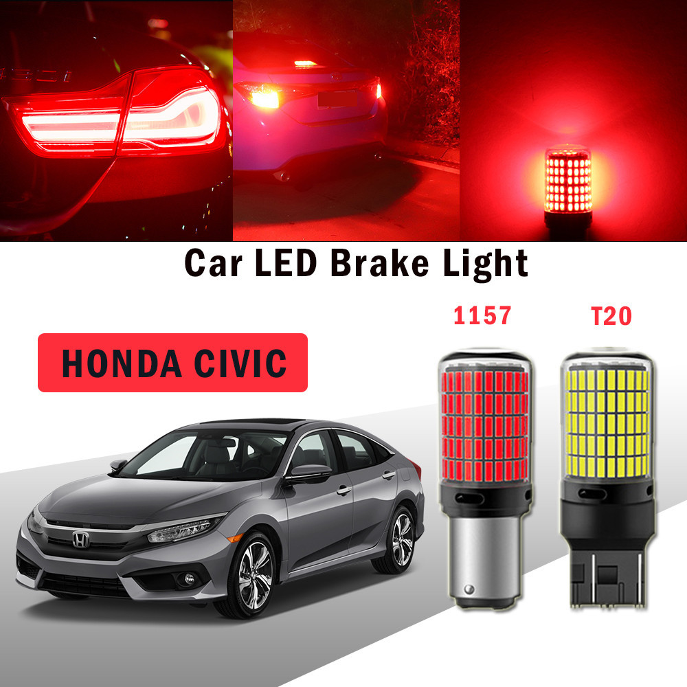 2pcs LED ไฟเบรครถสําหรับ HONDA CIVIC T20/7443 1157/P21-5W 3014-144SMD High Bright 1200LM Blubs
